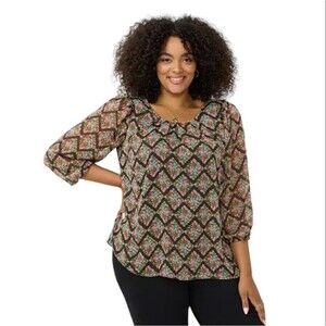 LC Lauren Conrad Plus Size Three Quarter Sleeve Flowy Top 4x